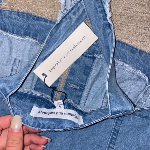 DENIM DRESS RUFFLE CROSS BACK - Picture 3 of 3